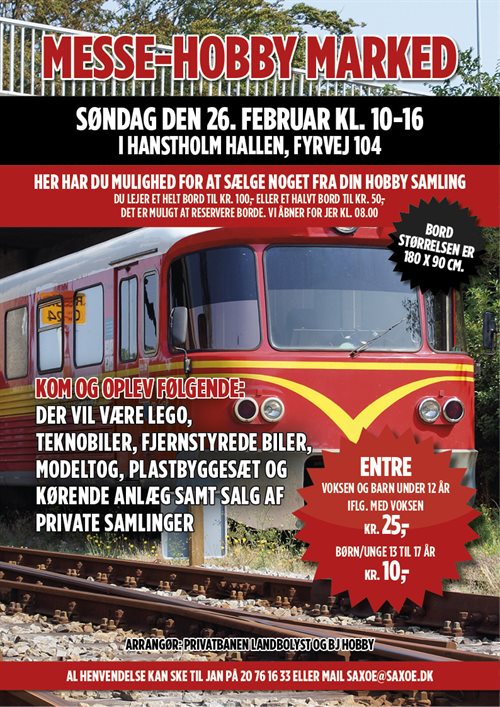 Messe-Hobby Marked i Hanstholm d. 26-2 kl 10-16